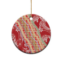 Red Palaka Hawaii Leis Ceramic Ornament Hawaiian-plaid Elegant Tropical Vibes LT14 - Polynesian Pride