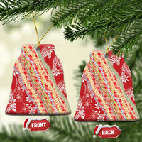 Red Palaka Hawaii Leis Ceramic Ornament Hawaiian-plaid Elegant Tropical Vibes LT14 Bell Flake Red - Polynesian Pride