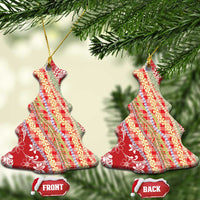 Red Palaka Hawaii Leis Ceramic Ornament Hawaiian-plaid Elegant Tropical Vibes LT14 Christmas Tree Red - Polynesian Pride