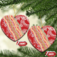 Red Palaka Hawaii Leis Ceramic Ornament Hawaiian-plaid Elegant Tropical Vibes LT14 Heart Red - Polynesian Pride