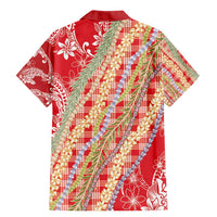 Red Palaka Hawaii Leis Family Matching Mermaid Dress and Hawaiian Shirt Hawaiian-plaid Elegant Tropical Vibes LT14 - Polynesian Pride
