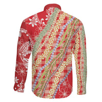 Red Palaka Hawaii Leis Family Matching Short Sleeve Bodycon Dress and Hawaiian Shirt Hawaiian-plaid Elegant Tropical Vibes - Polynesian Pride