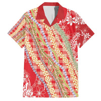 Red Palaka Hawaii Leis Family Matching Summer Maxi Dress and Hawaiian Shirt Hawaiian-plaid Elegant Tropical Vibes - Polynesian Pride