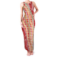 Red Palaka Hawaii Leis Family Matching Tank Maxi Dress and Hawaiian Shirt Hawaiian-plaid Elegant Tropical Vibes - Polynesian Pride
