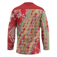 Red Palaka Hawaii Leis Hockey Jersey Hawaiian-plaid Elegant Tropical Vibes LT14 - Polynesian Pride