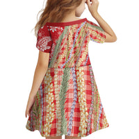 Red Palaka Hawaii Leis Kid Short Sleeve Dress Hawaiian-plaid Elegant Tropical Vibes LT14 - Polynesian Pride