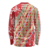 Red Palaka Hawaii Leis Long Sleeve Shirt Hawaiian-plaid Elegant Tropical Vibes LT14 - Polynesian Pride