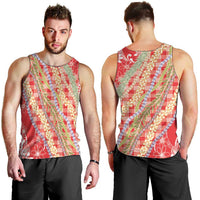 Red Palaka Hawaii Leis Men Tank Top Hawaiian-plaid Elegant Tropical Vibes LT14 - Polynesian Pride