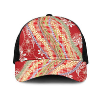 Red Palaka Hawaii Leis Mesh Trucker Cap Hawaiian-plaid Elegant Tropical Vibes LT14 One Size Black Red - Polynesian Pride