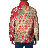 Red Palaka Hawaii Leis Padded Jacket Hawaiian-plaid Elegant Tropical Vibes LT14 - Polynesian Pride