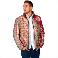 Red Palaka Hawaii Leis Padded Jacket Hawaiian-plaid Elegant Tropical Vibes LT14 - Polynesian Pride