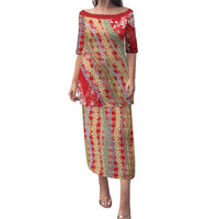 Red Palaka Hawaii Leis Puletasi Hawaiian-plaid Elegant Tropical Vibes LT14 Long Dress Red - Polynesian Pride