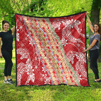 Red Palaka Hawaii Leis Quilt Hawaiian-plaid Elegant Tropical Vibes - Polynesian Pride