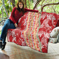 Red Palaka Hawaii Leis Quilt Hawaiian-plaid Elegant Tropical Vibes - Polynesian Pride