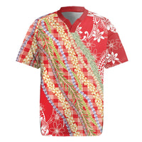 Red Palaka Hawaii Leis Rugby Jersey Hawaiian-plaid Elegant Tropical Vibes LT14 Red - Polynesian Pride