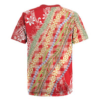 Red Palaka Hawaii Leis Rugby Jersey Hawaiian-plaid Elegant Tropical Vibes LT14 - Polynesian Pride