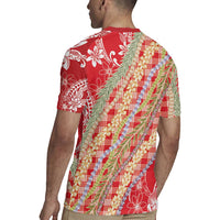 Red Palaka Hawaii Leis Rugby Jersey Hawaiian-plaid Elegant Tropical Vibes LT14 - Polynesian Pride