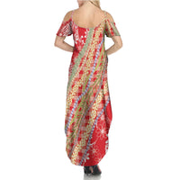 Red Palaka Hawaii Leis Summer Maxi Dress Hawaiian-plaid Elegant Tropical Vibes LT14 - Polynesian Pride