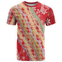 Red Palaka Hawaii Leis T Shirt Hawaiian-plaid Elegant Tropical Vibes LT14 Red - Polynesian Pride