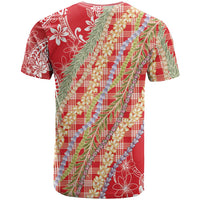 Red Palaka Hawaii Leis T Shirt Hawaiian-plaid Elegant Tropical Vibes LT14 - Polynesian Pride