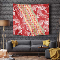Red Palaka Hawaii Leis Tapestry Hawaiian-plaid Elegant Tropical Vibes - Polynesian Pride