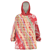 Red Palaka Hawaii Leis Wearable Blanket Hoodie Hawaiian-plaid Elegant Tropical Vibes LT14 One Size Red - Polynesian Pride