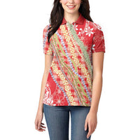 Red Palaka Hawaii Leis Women Polo Shirt Hawaiian-plaid Elegant Tropical Vibes LT14 - Polynesian Pride