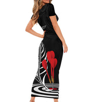 Personalised New Zealand Darts Short Sleeve Bodycon Dress Aotearoa Maori Fern Bring It On LT14 - Polynesian Pride