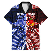 Personalised Tupou College And Kolisi Tonga Atele Family Matching Mermaid Dress and Hawaiian Shirt Tongan Ngatu Pattern LT14 Dad's Shirt - Short Sleeve Blue - Polynesian Pride