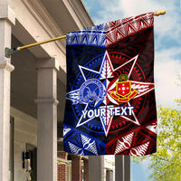 Personalised Tupou College And Kolisi Tonga Atele Garden Flag Tongan Ngatu Pattern LT14 House Flag Blue - Polynesian Pride