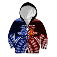 Personalised Tupou College And Kolisi Tonga Atele Kid Hoodie Tongan Ngatu Pattern LT14 Zip Hoodie Blue - Polynesian Pride