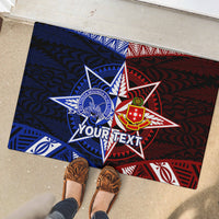 Personalised Tupou College And Kolisi Tonga Atele Rubber Doormat Tongan Ngatu Pattern LT14 - Polynesian Pride