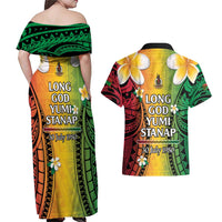 Vanuatu Independence Day Couples Matching Off Shoulder Maxi Dress and Hawaiian Shirt Long God Yumi Stanap Happy 45th Anniversary LT14