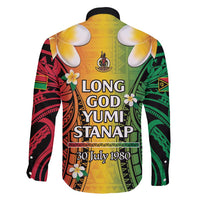 Vanuatu Independence Day Family Matching Long Sleeve Bodycon Dress and Hawaiian Shirt Long God Yumi Stanap Happy 45th Anniversary LT14