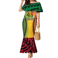 Vanuatu Independence Day Family Matching Mermaid Dress and Hawaiian Shirt Long God Yumi Stanap Happy 45th Anniversary LT14