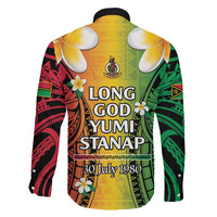 Vanuatu Independence Day Family Matching Off The Shoulder Long Sleeve Dress and Hawaiian Shirt Long God Yumi Stanap Happy 46th Anniversary LT14 - Polynesian Pride