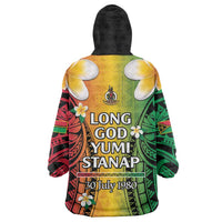 Vanuatu Independence Day Wearable Blanket Hoodie Long God Yumi Stanap Happy 46th Anniversary LT14 - Polynesian Pride