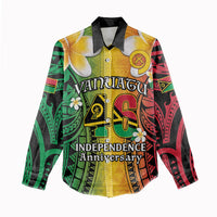 Vanuatu Independence Day Women Casual Shirt Long God Yumi Stanap Happy 46th Anniversary LT14 - Polynesian Pride