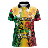 Vanuatu Independence Day Women Polo Shirt Long God Yumi Stanap Happy 46th Anniversary LT14 Female Reggae - Polynesian Pride