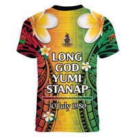 Vanuatu Independence Day Women V-Neck T-Shirt Long God Yumi Stanap Happy 45th Anniversary LT14