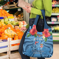 Fiji Day Grocery Bag Happy 54 Years Of Independence Tapa Pattern Blue