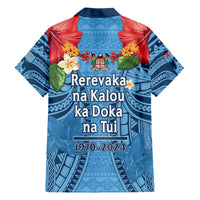 Fiji Day Hawaiian Shirt Happy 54 Years Of Independence Tapa Pattern Blue