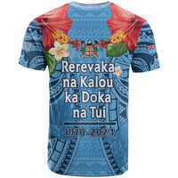 Fiji Day T Shirt Happy 54 Years Of Independence Tapa Pattern Blue