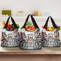 Fiji Day Grocery Bag Happy 54 Years Of Independence Tapa Pattern White