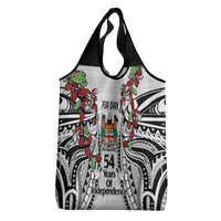 Fiji Day Grocery Bag Happy 54 Years Of Independence Tapa Pattern White