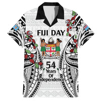 Fiji Day Hawaiian Shirt Happy 54 Years Of Independence Tapa Pattern White LT14 White - Polynesian Pride