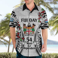 Fiji Day Hawaiian Shirt Happy 54 Years Of Independence Tapa Pattern White LT14 - Polynesian Pride
