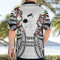 Fiji Day Hawaiian Shirt Happy 54 Years Of Independence Tapa Pattern White LT14 - Polynesian Pride