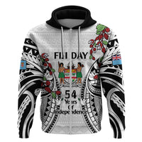 Fiji Day Hoodie Happy 54 Years Of Independence Tapa Pattern White