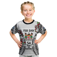 Fiji Day Kid T Shirt Happy 54 Years Of Independence Tapa Pattern White